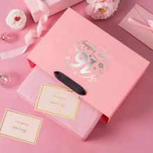 16th Birthday Gift Bag Set - Elegant Pink Paper Bag Containing 2 Sheets Of Gift Wrapping Paper And 1 Greeting Card. Reusable Happy Birthday Gift Bag, Suitable For Ladies Anniversary Party Favors - Fashionable Women Gift Packaging. - 16 - View 3