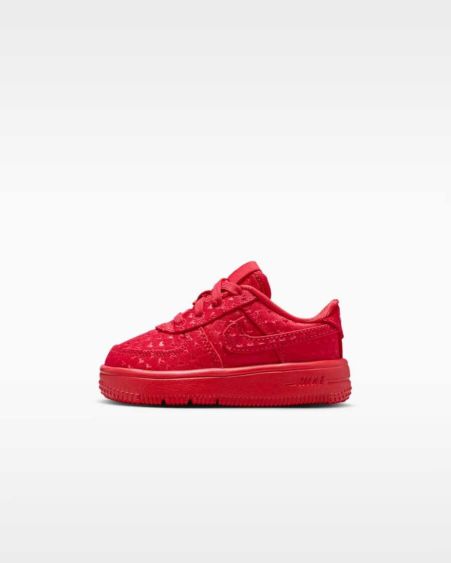 Nike Air Force 1 Low Lace Boys' Toddler White Casual Sneakers IF1674-100 | Court-To-Street Style, Iconic Silhouette - 紅色 - 查看 1
