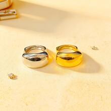 1 pieza Anillo de mujer de moda casual con diseño asimétrico trapezoidal, material de acero inoxidable 316, acabado chapado al vacío en oro de 18K, duradero, resistente al agua y que no se desvanece - Anillo trapezoidal irregular para mujer - Ver 8