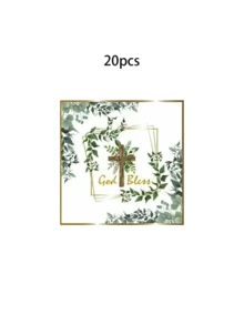 10个/20个装洗礼派对用品 洗礼装饰 绿叶金色祝福纸盘 一次性使用 - 多色 - 查看 12