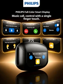Philips TAT3120 True Wireless Earbuds, Active Noise Cancelling, Large Digital Display, Long Battery Life, In-Ear, Bluetooth 5.4, Clear Call, Pocket-Sized Charging Case - 查看 1