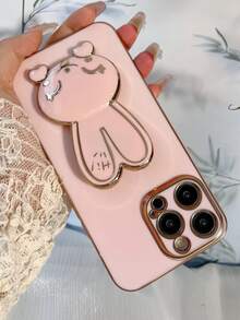 Latest Model Electroplated Anti-Drop Long Ear Rabbit + Hidden Bracket - Pink - View 4