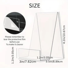 5 pièces Étagère à livres en acrylique transparent, support de livre multifonctionnel, présentoir de bureau pour produits, tablettes, livres de cuisine - Transparent - Voir 3