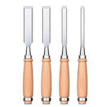 Juego de 4 Cinceles de Madera (1/4", 1/2", 3/4", 1"), Cinceles de Acero de Aleación de Cromo con Borde Biselado, Cinceles de Madera para Trabajos en Madera, Mango de Madera Dura Ergonómico con Virola de Metal - Multicolor - Ver 1