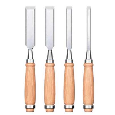 4-Piece( 1/4", 1/2", 3/4", 1")Wood Chisel Set, Chromium Alloy Steel Beveled Edge Wood Chisels, Wood Chisels For Woodworking, Ergonomic Hardwood Handle With Metal Ferrule
