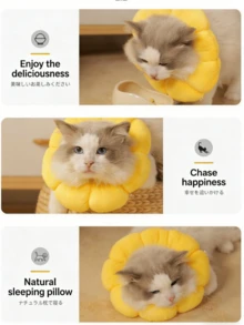 This Lightweight Elizabeth-Style Pet Neck Collar Features A Delicate Petal Design, Differing From Traditional Heavy-Duty Designs. It Is Comfortable And Easy To Wear, Allowing Pets Greater Freedom Of Movement Without Affecting Feeding, Drinking Or Resting. Made Of Waterproof Material, The Smooth Surface Is Easy To Clean; Water Stains Or Dirt Can Be Easily Wiped Off, Helping To Maintain Pet Hygiene And Reduce Bacterial Growth. - Multicolor - View 5