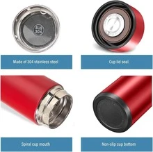 Kynley Garrafa térmica de aço inoxidável de 500ml, livre de BPA, com parede dupla e isolamento a vácuo, ideal para bebidas quentes e frias, perfeita para o escritório e para atividades esportivas. ✅ Entrega na Espanha em 48/72 horas. - Prata - Ver 3