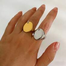 خاتم رجالي من الفولاذ المقاوم للصدأ 316L مطلي بالفراغ بتصميم بيضاوي أنيق وعصري، مقاوم للماء وغير قابل للبهتان وغير مسبب للحساسية، مزين بحجر زركونيا صغير، مناسب للارتداء اليومي والمناسبات والأعياد - خاتم رجالي بيضاوي صغير مصقول من - مشاهدة 1