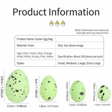 100 piezas de huevos de Pascua de espuma de colores, decoraciones para fiestas festivas, huevos DIY, huevos de paloma, disponibles en múltiples tamaños - Multicolor - Ver 10