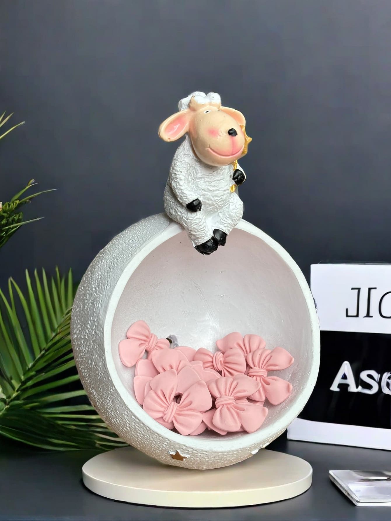 1 chiếc khay trang trí để bàn hình chú cừu bằng nhựa dễ thương, thích hợp cho các sự kiện lễ hội, văn phòng, nhà cửa và trang trí ngày lễ (Nơ chỉ là đạo cụ, không bao gồm trong sản phẩm) - 1PC - Xem 1