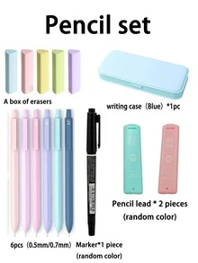 6支装可爱自动铅笔套装 | 精致动物图案和柔和色彩设计 | 双头0.5mm/0.7mm防晕染笔尖 | 仅包含铅笔、橡皮和笔芯,并非完整文具套装 | 学校、美术、绘画必备(限量版)、返校季、办公用品、桌面配件,适用于学习、办公等场合 - 彩色 - 查看 12
