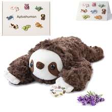 KOWSi Microwavable Heating Pad Narwhal Lion Sloth Golden Retriever Plush - Weighted Stuffed Animal Toy With Tourmaline Beads & Lavender - 1.8 Lb For Long Lasting Cozy Warmth - Includes Gift Box & Greeting Card - Brown Sloth - View 10