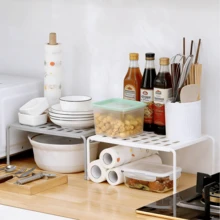1pc Expandable & Detachable Solid Color Storage Rack, Closet Organizer, Divider Shelf, Adjustable Storage Rack, Suitable For Cabinets And Bathrooms, Suitable For Kitchen, Living Room, Bedroom, Plastic Shoe And Slipper Storage Rack - Multicolor - View 3
