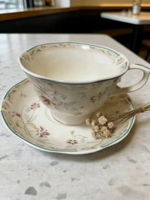 优雅花卉茶杯碟套装，英式下午茶杯，高端陶瓷杯碟，适用于家居、办公室、早餐、牛奶，也是乔迁、生日、馈赠同事、情侣的理想礼物。 - 彩色 - 查看 8