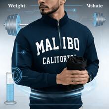 Men's Casual Letter Print Sweatshirt - Royal Blue - View 2