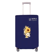 1pc Non-Stretch Non-Woven Fabric Luggage Protective Cover Suitable For 20-30 Inch Trolley Case, Anti-Scratch Luggage Protector, Travel Accessory With Sunflower & Letter Pattern, Back To School Essential - Blue - View 37