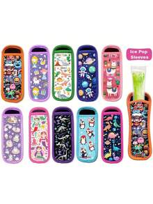 2/10个装冰棍套，适用于酸奶冰棍，冰棍氯丁橡胶保温套，防冻保护套，冰盒冰棍套，冰棒套，可重复使用和清洗的冰棍套 - 彩色 - 查看 10