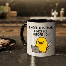 1个11盎司“希望这封邮件在你找到我之前找到我，鸭子”陶瓷马克杯，趣味玩笑，适合盛装冷热茶、咖啡、早餐牛奶。日常饮具，适用于办公室、家居装饰、生日、圣诞节等场合。适合脾气暴躁、爱讽刺的老板、经理、老师、医生等。 - 彩色 - 查看 10