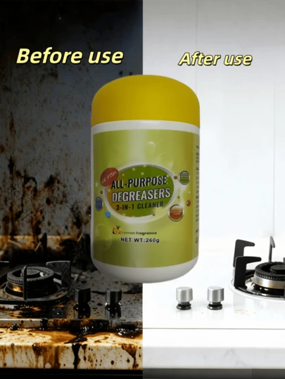 260g Multi-Purpose Degreaser - For Kitchen Stove, Cookware, Range Hood Oil Stains & Dirt Cleaner - Removes Grease And Grime From Stoves, Range Hoods And Appliances, Quickly Effective, Suitable For Professional Kitchens, Grills And Ovens, Removes Stubborn Grease, Fresh Scent, Household Cleaning Tool