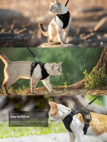 Pet Supplies : Cat Breathable Harness With Reflective Strap - Anti-Escape Adjustable Cat Walking Harness - Grey - View 6