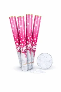 Four White Rose Petal-Shaped Confetti Cannons, 30cm Long, Suitable For Weddings, Marriage Proposals And Various Festive Occasions. - View 5