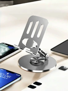 1个铝合金手机支架，防水，360°旋转设计，可调节折叠，适用于桌面和床头柜，防滑底座 - 四季皆宜的完美礼物，金色手机支架，慵懒桌面手机支架，可旋转可折叠，便携式直播和视频观看支架，金属折叠手机支架，360°可调节，慵懒桌面直播支架，适用于办公室和度假，小巧便携配件 - 多色 - 查看 3