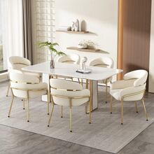 Dining Chair, Simple, Light And Luxurious, Living Room, Bedroom, Chaise Longue, Four Metal Legs, Velvet, Beige [Shipping Ref: Wf317939aab] - Light Brown - View 2