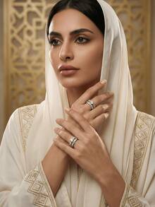 1 Set Of 2 Minimalist Sparkling Zirconia Inlaid Closed Ring Set, Versatile For Daily, Party, Wedding, Spring, Eid/Ramadan Blessing Gift - Sparkling  Closed Ring Set - View 2