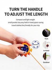 1pc Retractable Portable Clothesline With Hook, Adjustable Length Reel Design Suitable For Travel Camping Laundry, Compact Storage For Hotel Home Outdoor Use - Multicolor - View 5