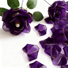 100 cánh hoa voan viền vàng óng ánh - Nguyên liệu thủ công hoa DIY cao cấp - Bộ cánh hoa lụa satin viền vàng, bán thành phẩm, lý tưởng cho việc tự làm bó hoa hồng khô, hoa tươi và các sắp xếp hoa, lấp lánh với viền vàng, thích hợp cho Ngày Valentine, Ngày của Mẹ, Ngày của Cha, Kỷ niệm, Đám cưới, Sinh nhật, Tiệc tùng, Lễ đính hôn, Lễ tốt nghiệp và nhiều dịp khác. - Cánh hoa vải tuyn - Xem 16