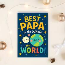 1pcBest Papa In The Whole World Greeting Card, Perfect For Father's Day Or Special Occasions, Fun And Colorful Design, Ideal Gift For FathersEnvelope Greeting Card - Multicolor - View 8