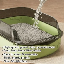 Extra Large Cat Litter Tray High Sides Anti-Scatter Splash Guard W/ Scoop - Multicolor - View 2