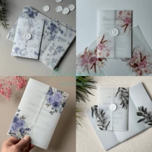 NIEWSPECIAL 20 tờ giấy trong suốt họa tiết hoa lá màu nước, thích hợp cho thiệp mời cưới kích thước 5"x7", làm bao bì giấy trong suốt, thiệp mời cưới tự thiết kế, thiệp mời cưới DIY. - Nhiều màu - Xem 7