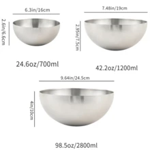 3pcs Stainless Steel Mixing Bowls - Rust-Resistant, Durable Kitchen Prep And Storage Essentials, Polished Round Metal Bowls - View 9