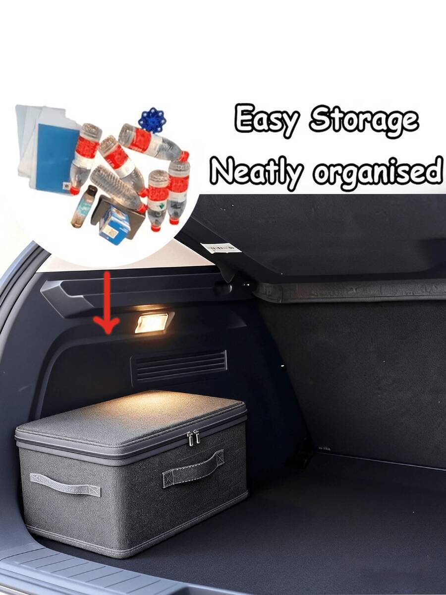 Kotak Organizer Bagasi Mobil Lipat Kapasitas Besar dengan Tutup dan Pegangan, Tahan Air, Cocok untuk SUV dan Sedan. Keranjang Penyimpanan/Organisasi Pakaian dan Perlengkapan Tidur.