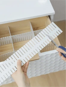 Bộ 40/16/8/4 khay chia ngăn kéo, vách ngăn bằng nhựa, khay đựng đồ dạng lưới có thể kết hợp linh hoạt cho đồ lót và tất, quà tặng ngày lễ - trắng - Xem 2