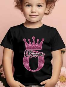 Corona brillante rosa que simboliza la fuerza y elegancia de las pequeñas reinas mostrando confianza y ternura camiseta infantil ropa para niños cómoda y ligera 220g - Negro - Ver 8