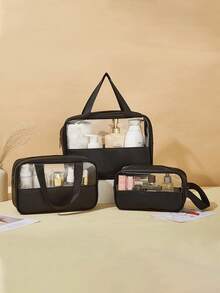 3件套防水旅行化妆包，适用于收纳洗漱用品、沐浴用品、化妆品，可手提，方便存放化妆品，适合海滩、干湿分离、游泳等场合，也适合少女使用，可作护肤包、卫生巾包等，是一款防水旅行洗漱包。 - 彩色 - 查看 20