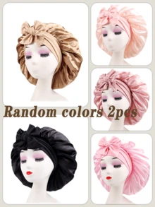 Silk Sleep Cap For Ladies, Satin Sleep Cap Oversized Curly Hair Sleep Cap With Elasticated Ties, Available In Various Colours  Spring/Summer Fashion Colour Combinations  Essential Hair Care Accessory For Home And Travel  Soft To The Touch   Exceptional Valu - 彩色 - 查看 16