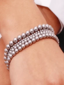 4pcs/Set Fashionable Personalized Beaded Bracelet, Suitable For Daily, Vacation, Party, Gift - Multicolor - View 3