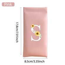 Fashionable Eyeglass Case, Unisex Eyewear Storage Set With Elastic Zipper Closure, Floral & Letter Print, Portable Cable Organizer Pouch, Essential For Holidays And Travel - Green - View 2