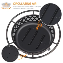 Butterslay 1PC Outdoor Iron Fire Pit With Mesh Screen Poker Rain Cover For Patio Backyard - Bronze - View 5
