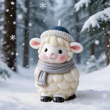 Cute Little Sheep-Shaped Aromatherapy Candle Silicone Mold. DIY Scarf-Wearing Little Sheep Silicone Mold, Suitable For Resin, Gypsum, Clay, Concrete, Cement Crafts And Other Holiday Gifts And Home Decorations. - A-White - View 3