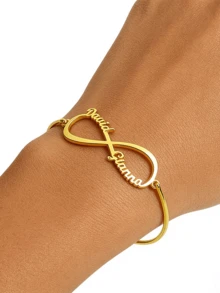 Personalized Stainless Steel Gold Infinity Symbol Name Bracelet, Infinity Name Bracelet, Custom Jewelry Gift, Creative Unique Gift, Holiday Gift, Birthday Gift, Perfect Gift - Unlimited Name Styles - View 5