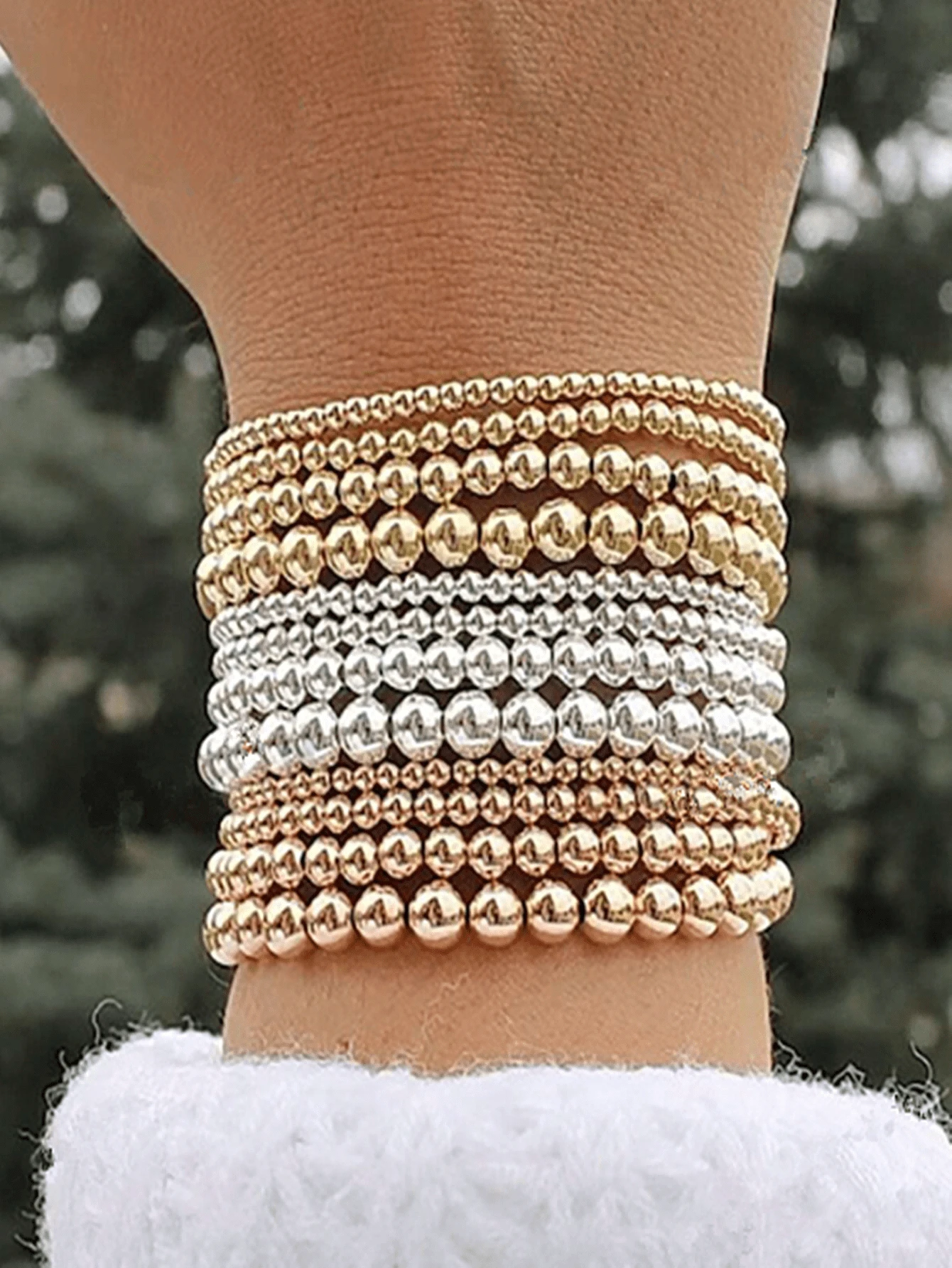 4pcs/Set Fashionable Personalized Beaded Bracelet, Suitable For Daily, Vacation, Party, Gift - Multicolor - View 1