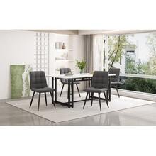 140x80 Cm Black Dining Table With 4 Chairs, Modern Kitchen Table And Chair Set, Dark Grey Velvet Dining Chairs, Black Wrought Iron Table Legs - Grey - View 3