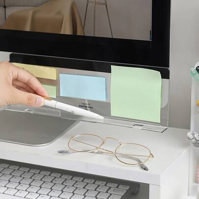 حامل شاشة منظم مكتب، لوح تذكير، حامل ملاحظات لاصقة، إكسسوار مكتب بسيط لمستلزمات المكتب، شحن الهاتف، كتابة المذكرات