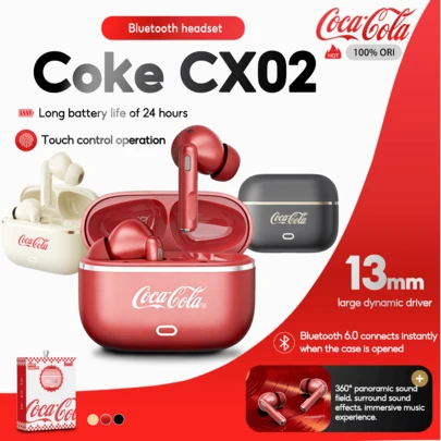 Coca Cola Coca-Cola Earphones CX02 In Ear Bluetooth 6.0 Surround Sound With Mic