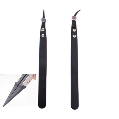 1 Set Anti-Static High Precision Tweezers, Suitable For Electronics And Capacitor Clips, Jewelry Tweezers, Handcraft Anti-Static Clamps, Curved And Pointed Tip Tweezers, Various Small Parts Tweezers
