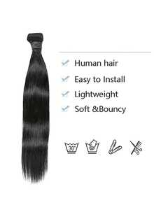 #1B 12A Human Hair Bundles 14-32 Inch Straight Human Hair Unprocessed Hair Weave Natural Black - Natural Black - View 4